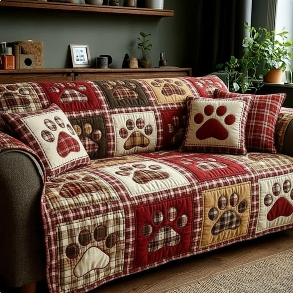 Pet Paw Quilted Sofa Cover NCU0VT358