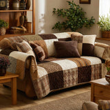 Farmhouse Patchwork Quilted Sofa Cover NCU0VT365