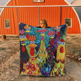 Whimsical Chickens Quilted Blanket NCU0PT040