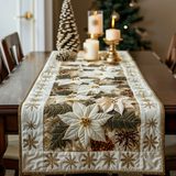 White Poinsettia Flowers Quilted Table Runner NCU0DV2129