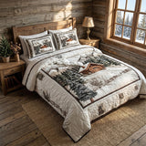 Winter Cabin Mountain 3-Piece Quilted Bedding Set NCU0NT3077