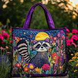 Floral Night Raccoon CW1501011CL Quilted Tote Bag