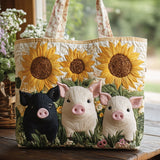 Sunflower and Pigs CW0801017CL Quilted Tote Bag