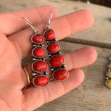 Retro Red Turquoise Earrings