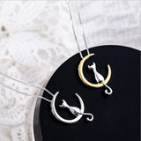 Chic Crescent Moon and Cat Necklace