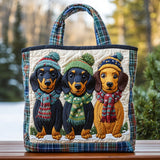 Winter Dachshunds XR2910013CL Quilted Tote Bag