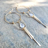 Retro White Stone Drop Earrings