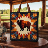 Tribal Horizon Bison KL1512008CL Quilted Tote Bag