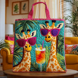 Cool Giraffes Cocktail KL1512015CL Quilted Tote Bag
