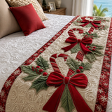 Candy Cane Joy Quilted Bed Runner NCU0NT9889