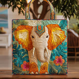 Vibrant Tropical Elephant QA0612017CL Quilted Tote Bag