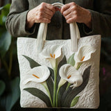 Quilted Tote Bag - White Calla Lilies