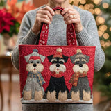 Quilted Tote Bag - Schnauzer Trio