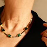 Retro Green Zircon Pendant Necklace