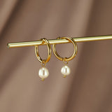 Pearl-Embellished Hoop Earrings