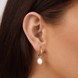 Pearl-Embellished Hoop Earrings