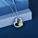 Lucky Necklace with Heart & Dog Motif – Sterling Silver Necklace with Zirconia