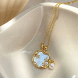 Gold Pearl and Moonstone Necklace