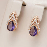 Chic Golden Earrings Adorned with Dazzling Purple Crystals