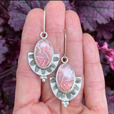 Retro Pink and Silver Earrings