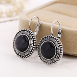 Bohemian Silver Earrings Featuring Round Gemstones