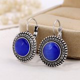 Bohemian Silver Earrings Featuring Round Gemstones