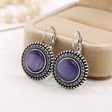 Bohemian Silver Earrings Featuring Round Gemstones