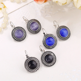 Bohemian Silver Earrings Featuring Round Gemstones