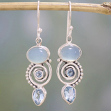 Silver Vintage Spiral Earrings Featuring a Moon Design