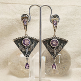 Retro Silver Earrings Featuring Malva Zircon