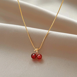 Golden Cherry Pendant Necklace
