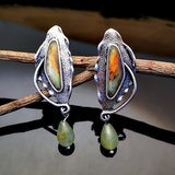 Retro Green Stone Earrings