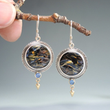 Retro Black and Silver Earrings