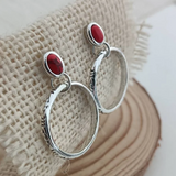 Bohemian Earrings Adorned with Red Gemstones