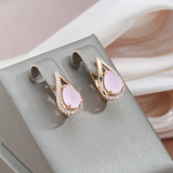 Chic Golden and Pink Zirconia Earrings with a Dazzling Sparkle
