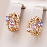 Luxurious Gold Earrings Adorned with Vibrant Multicolored Gemstones