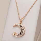 Chic and Dazzling Moon Pendant Necklace