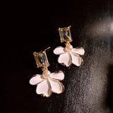White Petal Pearl Earrings