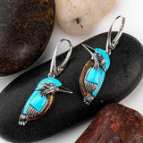 Retro Blue Bird Earrings