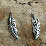 Retro Turquoise Feather Earrings