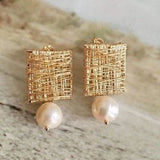 Vintage Pearl Earrings with Elegant Golden Wire