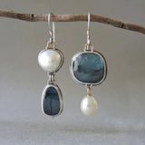 Classic Silver Earrings Featuring Natural Stones and Pearls