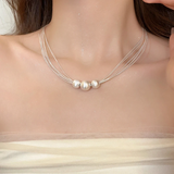 Chic Multi-Layered White Pearl Necklace