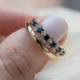 Chic Vintage Gold Ring Featuring Blue Cubic Zirconia