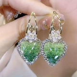 Sparkling Emerald Heart Earrings