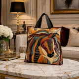 Quilted Tote Bag - Multicolor Mosaic Horse
