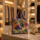 Quilted Tote Bag - Succulent Garden