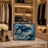 Quilted Tote Bag - Ocean Dolphin