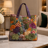 Quilted Tote Bag - Succulent Garden
