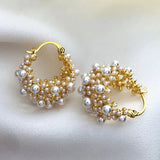 Classic Gold and Pearl Hoop Earrings